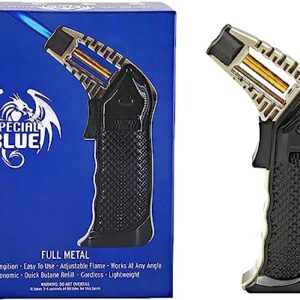 Special Blue Full Metal Butane Torch (Black) - Refillable Flame Lighter- Culinary Torch - Welding Torch